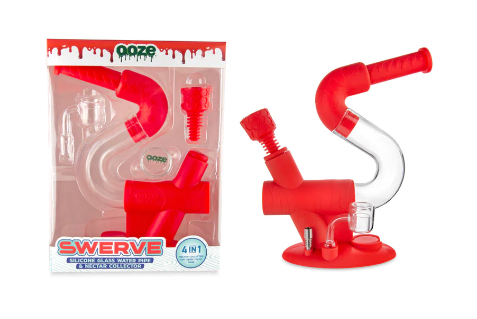 OOZE SWERVE SILICONE WATER PIPE, DAB RING, DAB STRAW