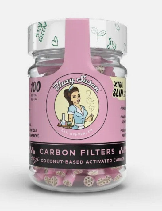 Activated Carbon Filter Tips | Xtra Slim | 100ct Jar | 5.9 MM Size