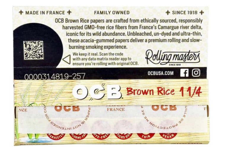 OCB Rolling Papers - Brown Rice 1 1/4 + Tips