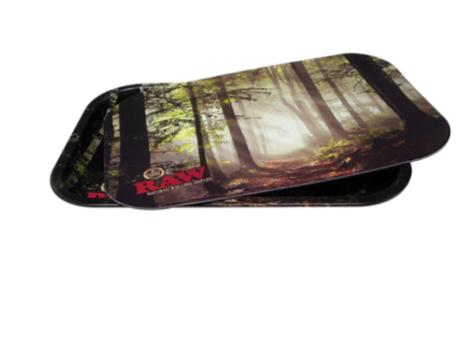 RAW METAL ROLLING TRAY WITH MAGNETIC COVER 11 X 7"