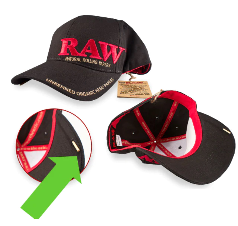RAW Black Snap Back Hat | Black with Red Stitched Logo | Mens and Womens Stylish Snapback Hat