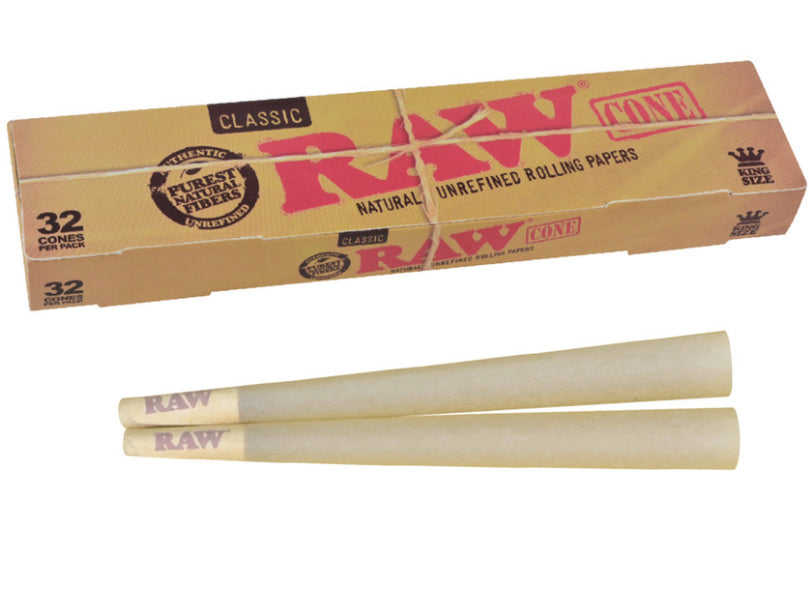 RAW 1 1-4 SIZE PRE-ROLLED CONES 32/PACK